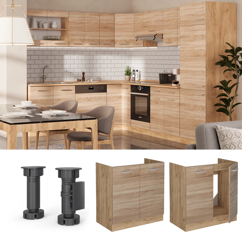 Meuble bas sous-évier en Sonoma sur fond blanc