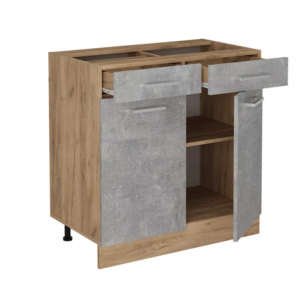 Keukenonderkast in Beton on white background with decorative elements