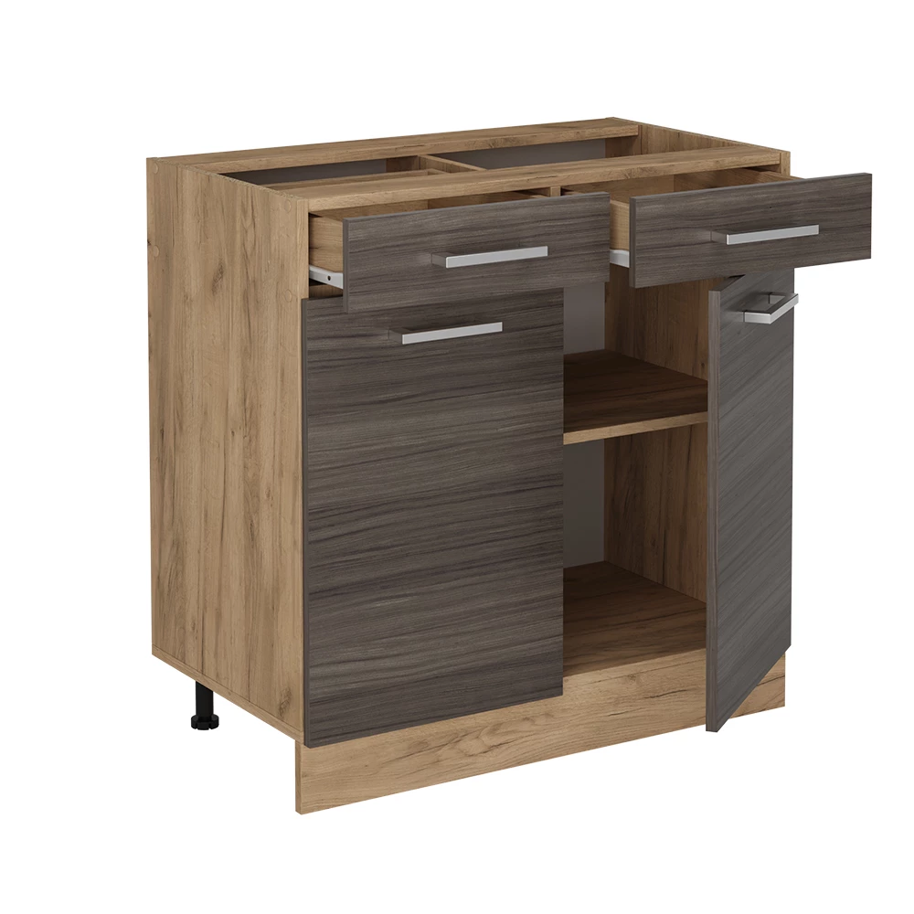 Keukenonderkast in Edel grijs on white background with decorative elements