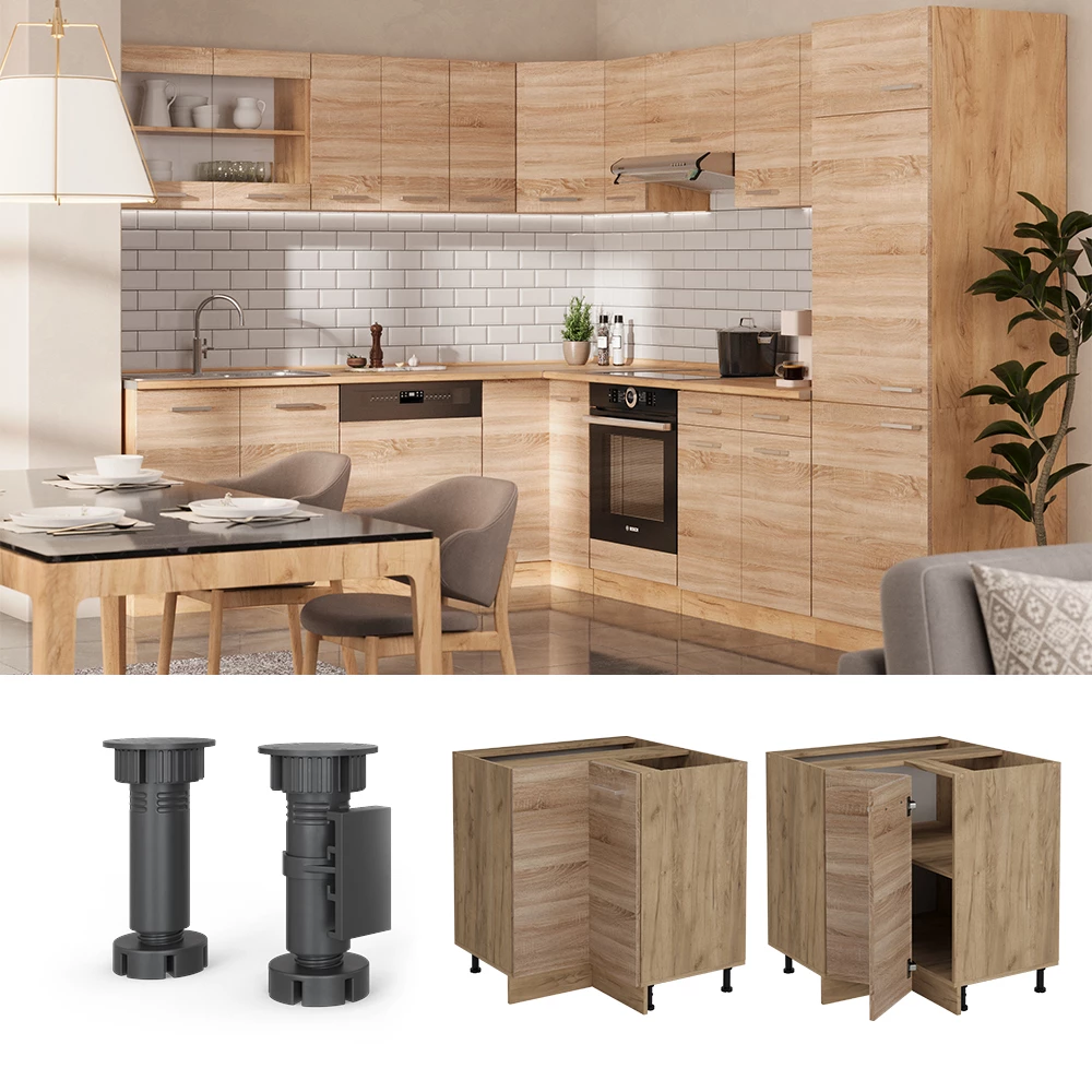 Eckunterschrank in Sonoma auf weißem Hintergrund