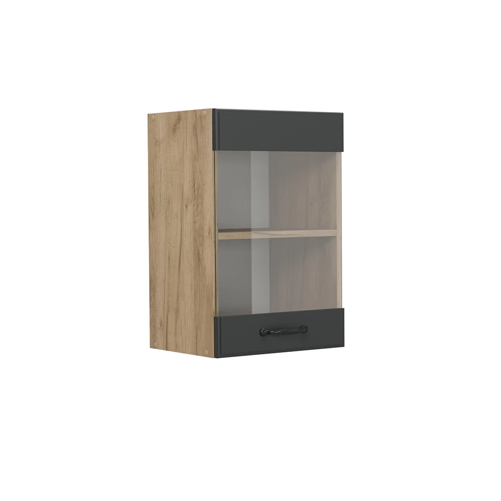 Glazen keukenkast in Antraciet landhuis on white background