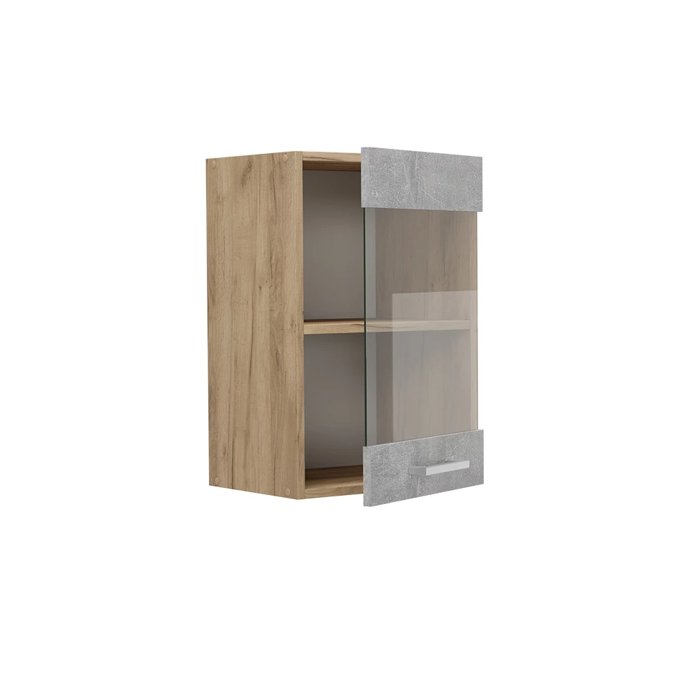 Glazen keukenkast in Beton on white background with decorative elements