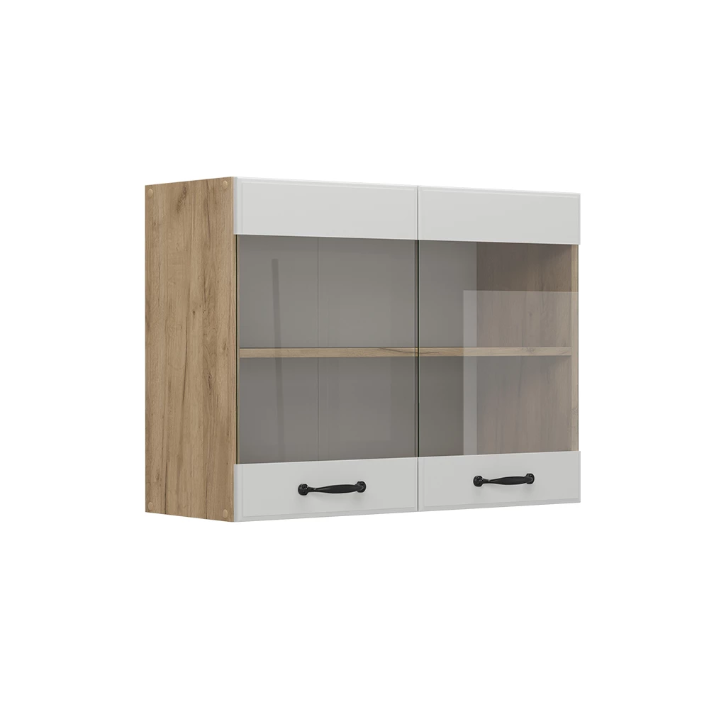 Glazen keukenkast in Wit Landhuis on white background