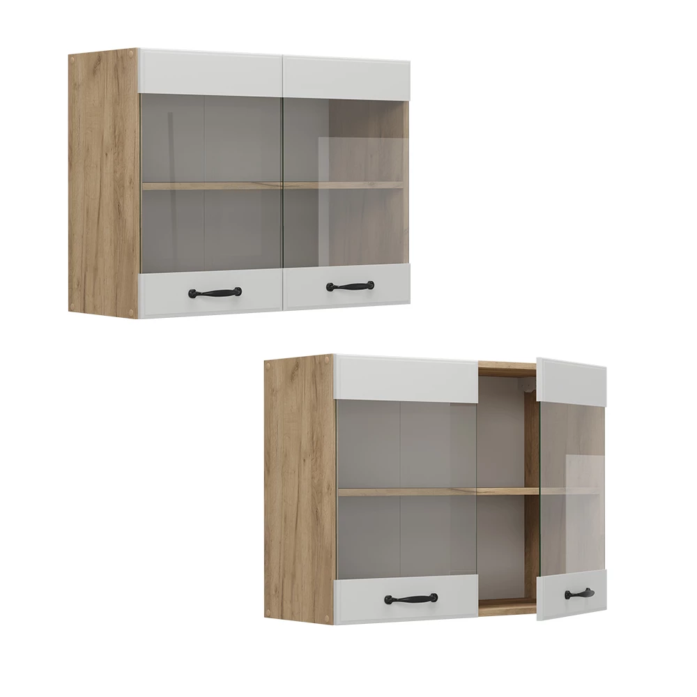 Glazen keukenkast R-Line Wit Landhuis 80 cm Vicco