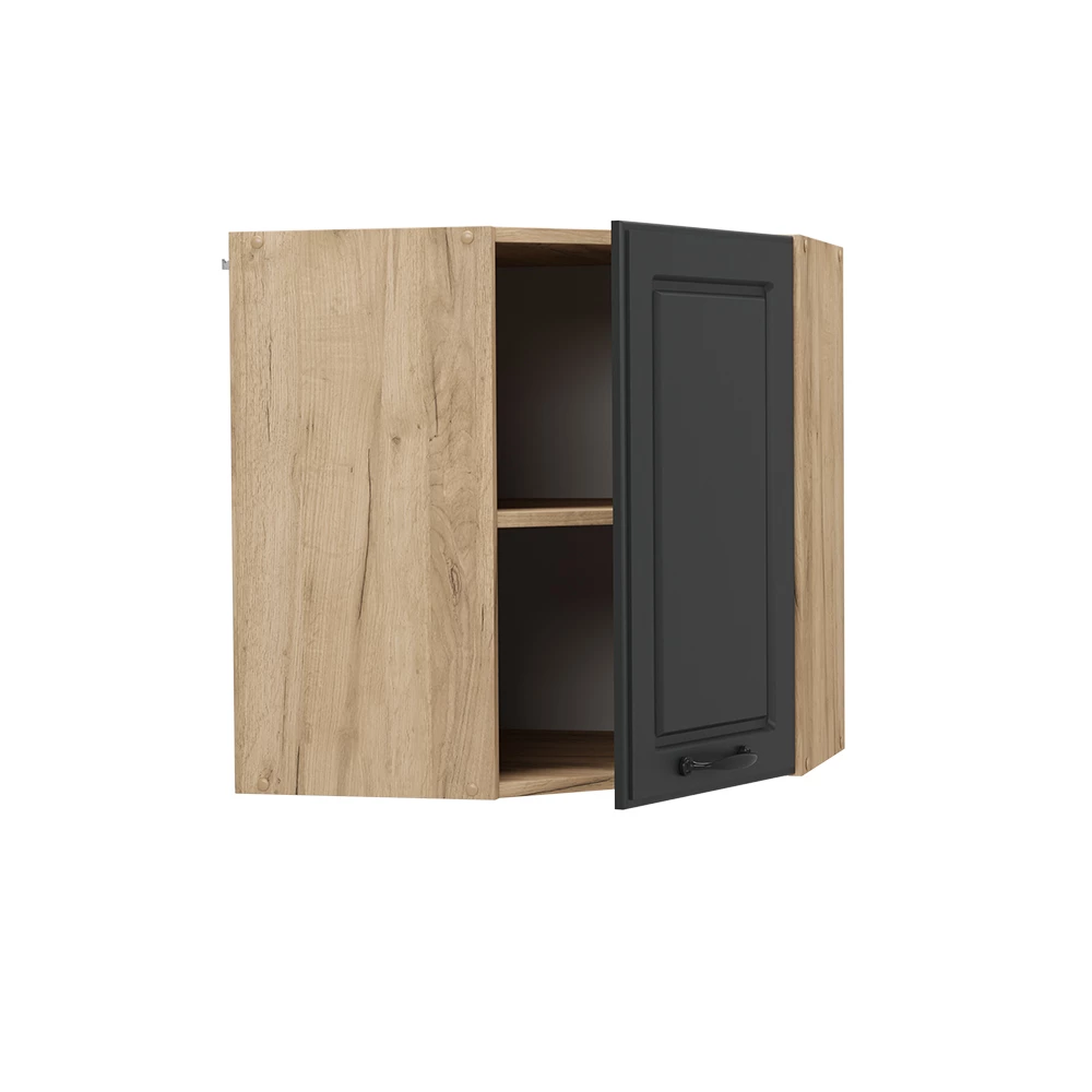 Hoek hangkast in Antraciet landhuis on white background with decorative elements