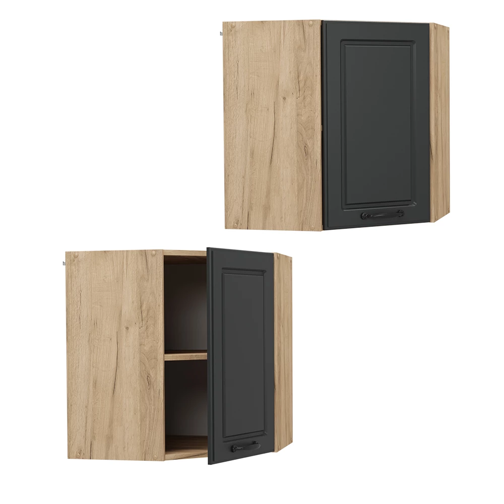 Hoek hangkast R-Line Antraciet landelijk/Goudkleurig Eiken 57 cm Vicco