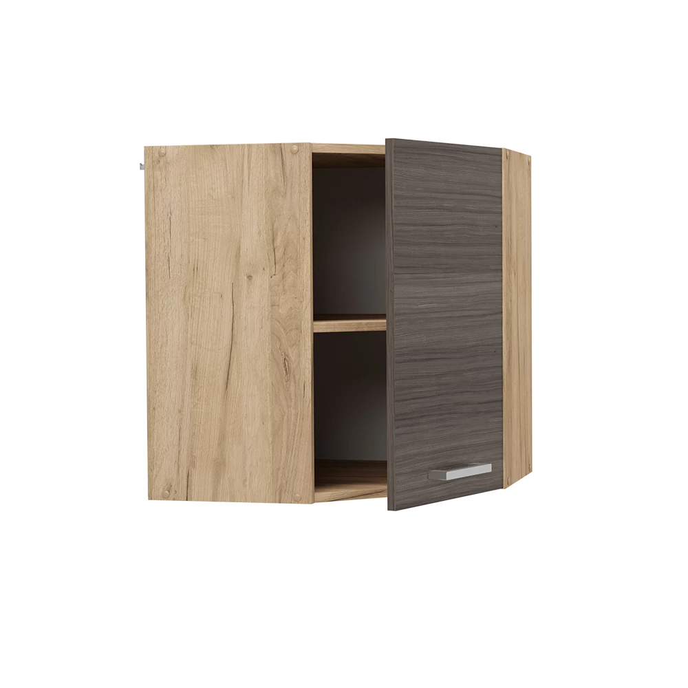 Hoek hangkast in Edel grijs on white background with decorative elements
