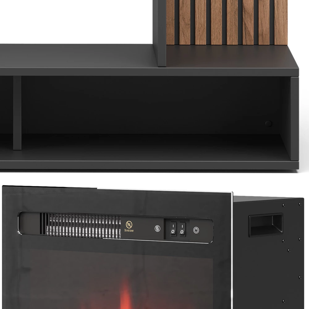 Vicco Elektrokamin Schwarz 100 cm mit realistischem Flammeneffekt und Heizung 1800W, Lynea