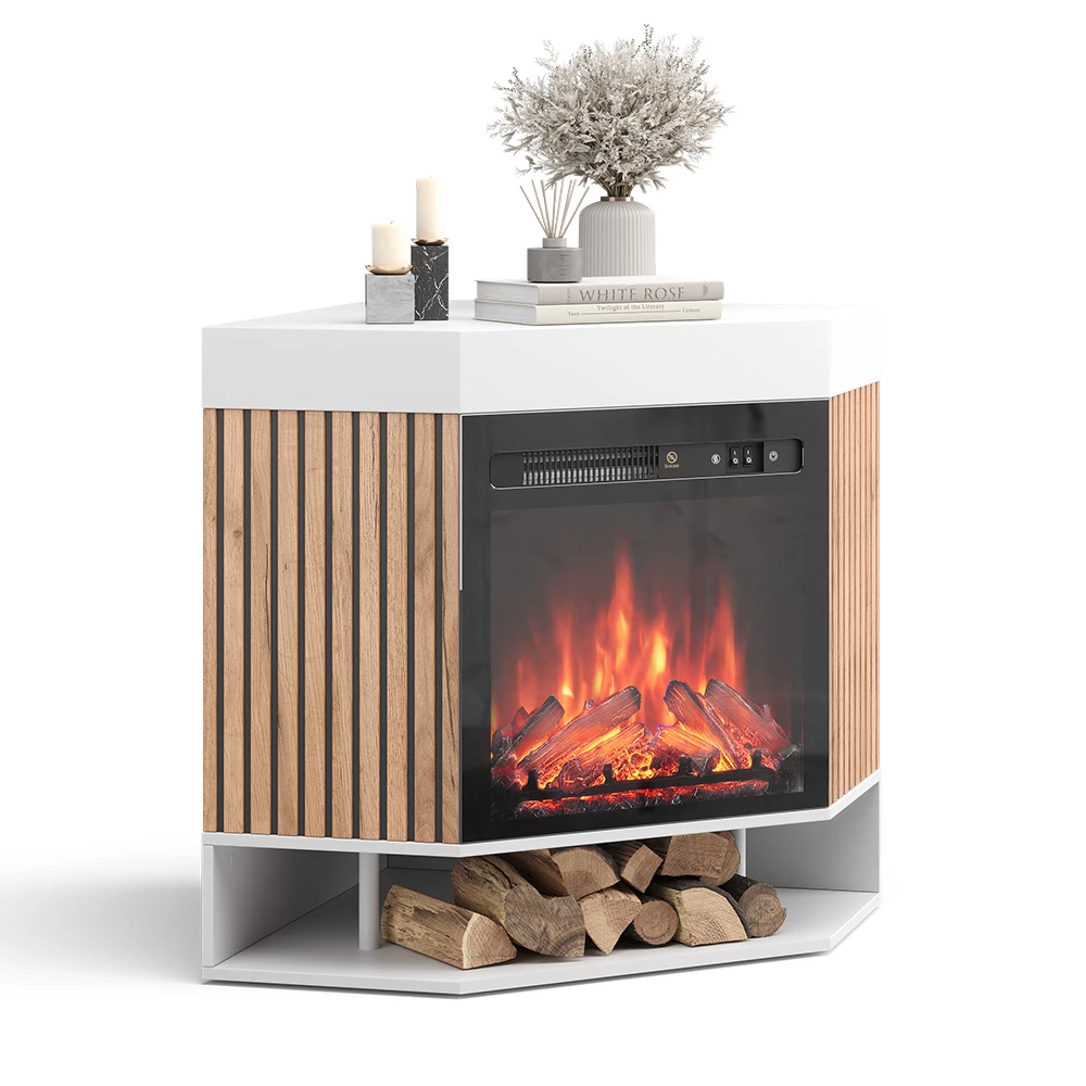 livinity® Elektrokamin Weiß 100 cm mit realistischem Flammeneffekt und Heizung 1800W, Lynea