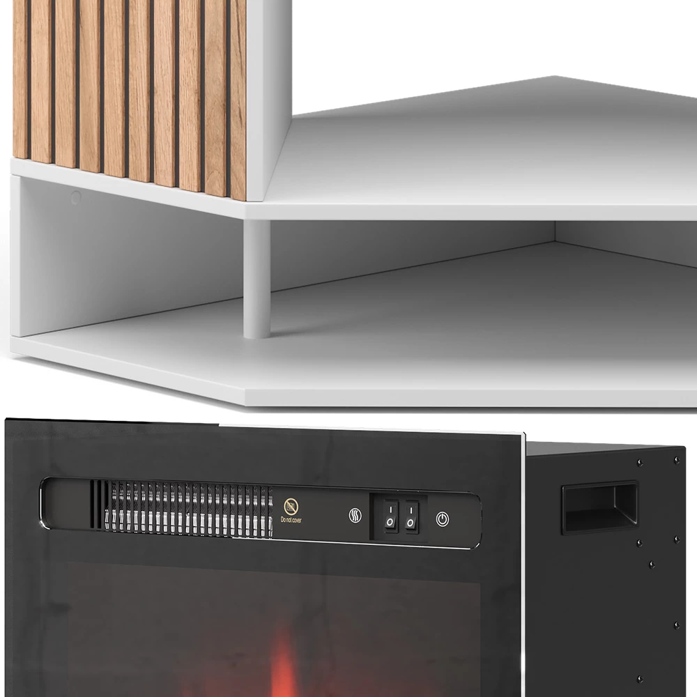 livinity® Elektrokamin Weiß 100 cm mit realistischem Flammeneffekt und Heizung 1800W, Lynea
