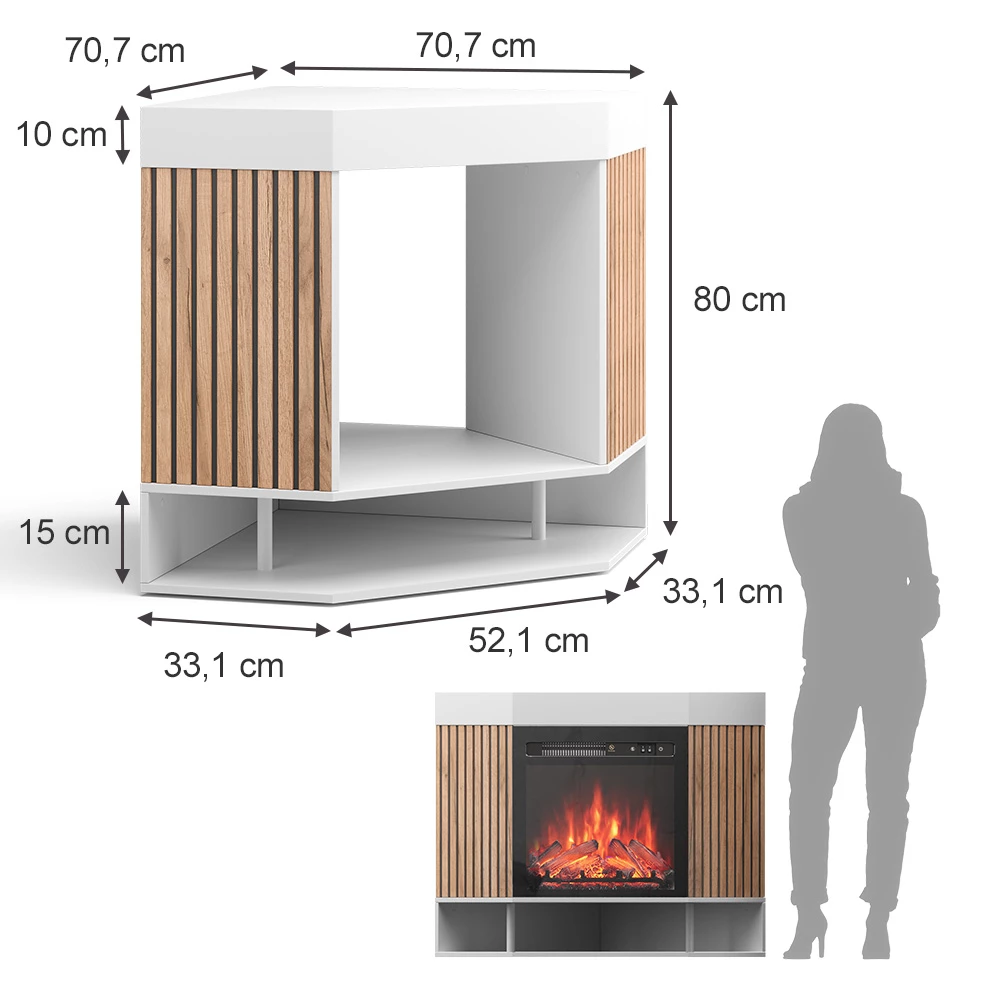 livinity® Elektrokamin Weiß 100 cm mit realistischem Flammeneffekt und Heizung 1800W, Lynea
