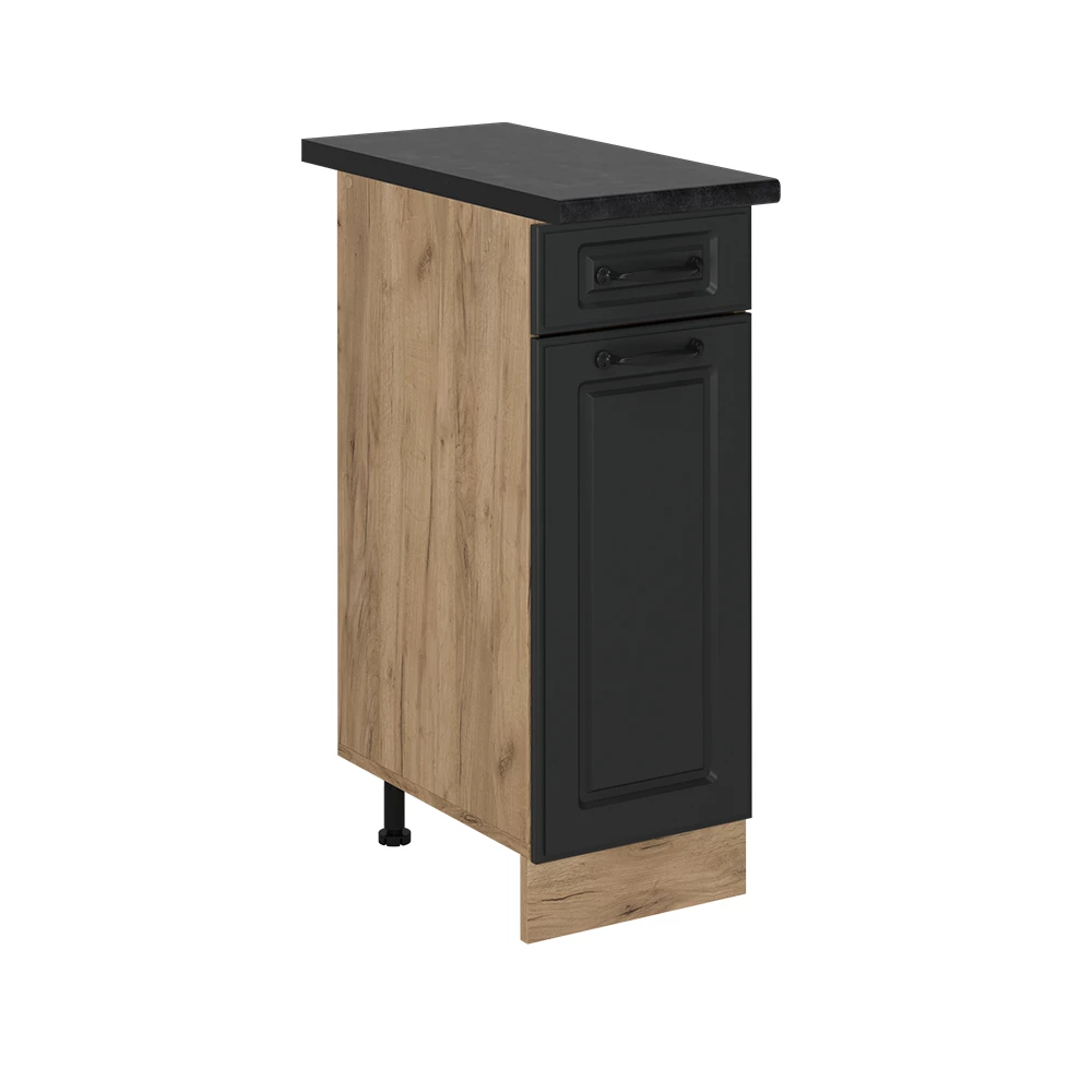 Meuble cuisine en Anthracite campagne sur fond blanc
