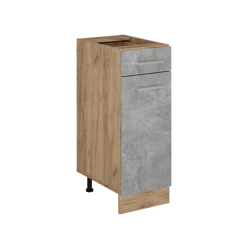 Küchenunterschrank R-Line Beton 30 cm ohne Arbeitsplatte Vicco | Beton/Goldkraft Eiche | Schubunterschrank 30 cm