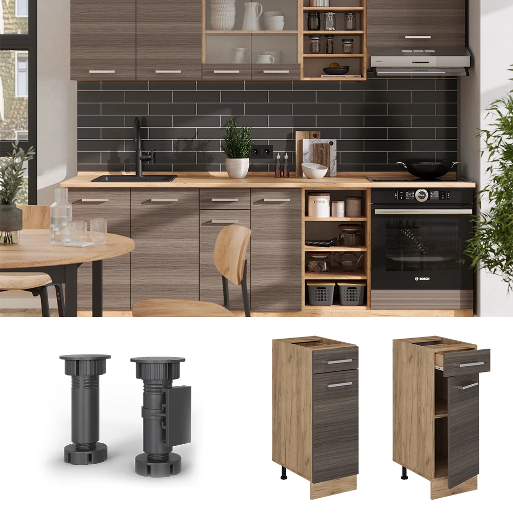 Vicco Spodnja omarica za kuhinjo Žlahtna siva 30 cm brez delovne plošče, R-Line