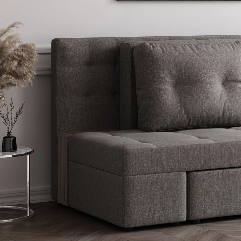 livinity® Sofa Hellgrau 235 cm mit Stauraum, Funkt-Sofa