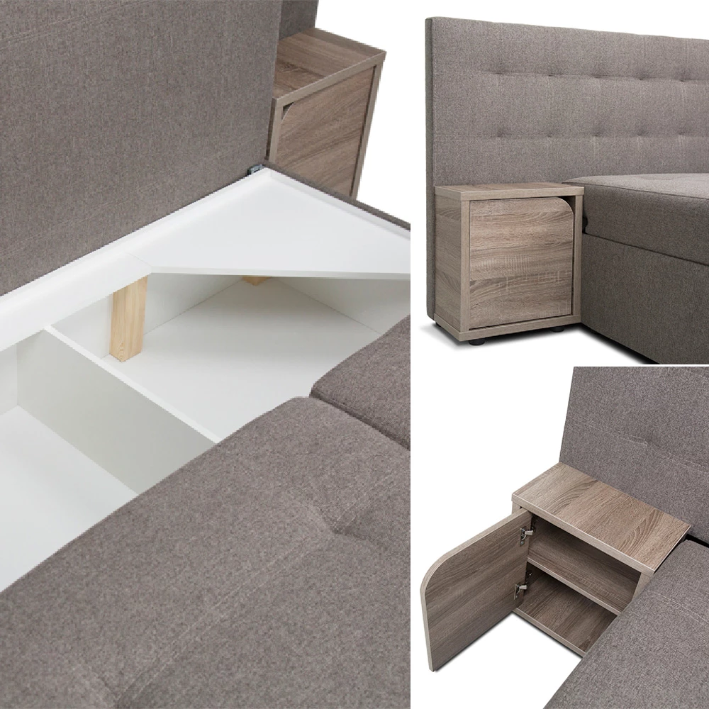 livinity® Sofa Hellgrau 235 cm mit Stauraum, Funkt-Sofa