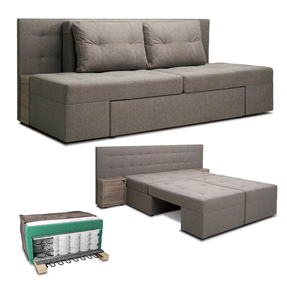 livinity® Sofa Hellgrau 235 cm mit Stauraum, Funkt-Sofa