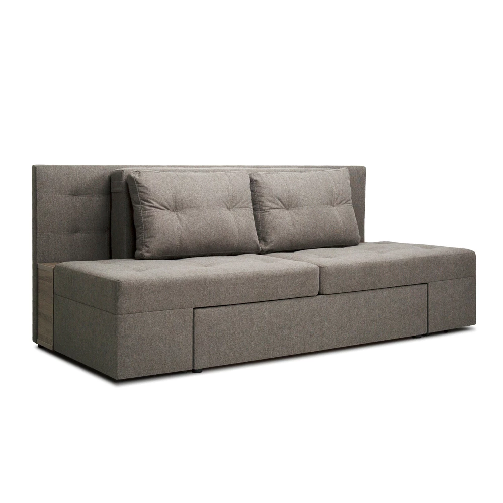 Vitalispa Sofa Hellgrau 235 cm mit Stauraum, Funkt-Sofa