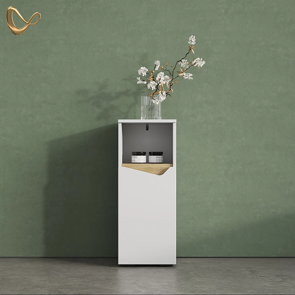 livinity® Midischrank Weiß 30 x 74.5 cm mit Tür und offenem Fach, Timavo