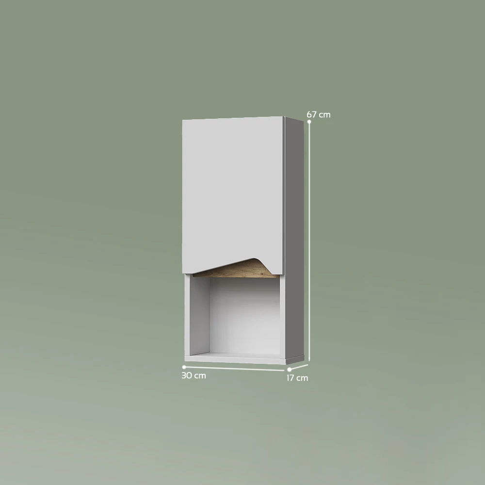 livinity® Badschrank Weiß 30 x 67 cm mit Tür und offenem Fach, Timavo