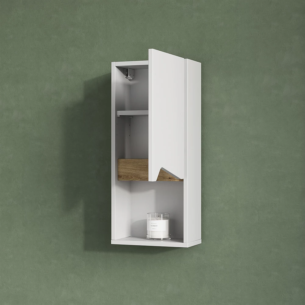 livinity® Badschrank Weiß 30 x 67 cm mit Tür und offenem Fach, Timavo