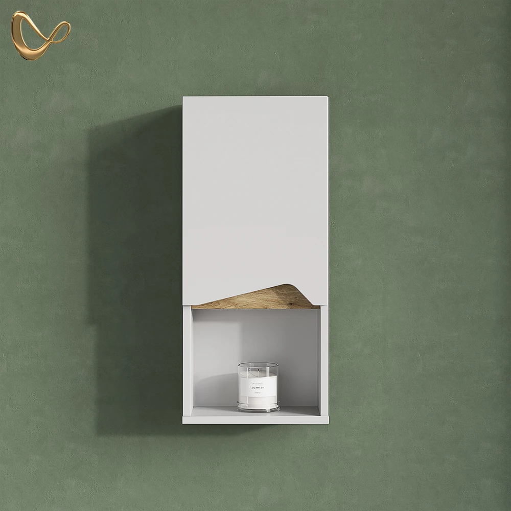 livinity® Badschrank Weiß 30 x 67 cm mit Tür und offenem Fach, Timavo