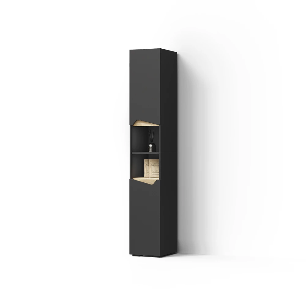 Badschrank in Anthrazit auf weißem Hintergrund