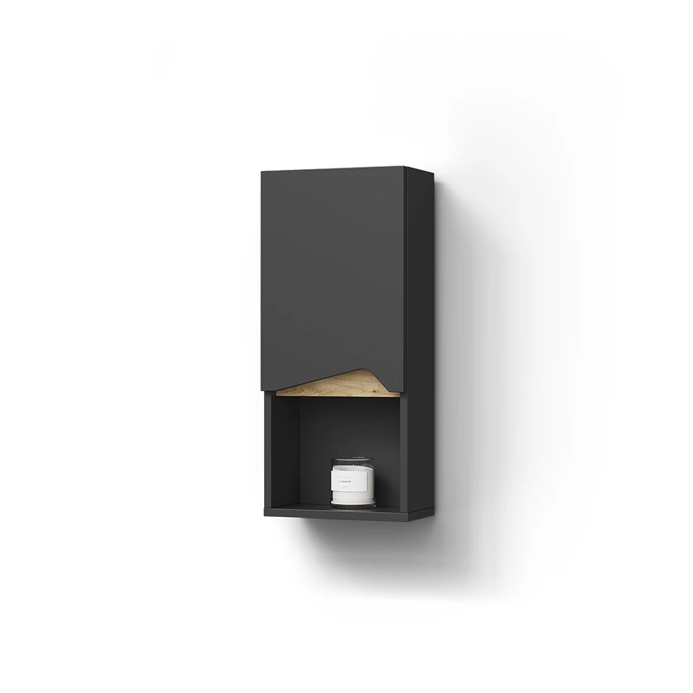 livinity® Badschrank Anthrazit 30 x 67 cm mit Tür und offenem Fach, Timavo