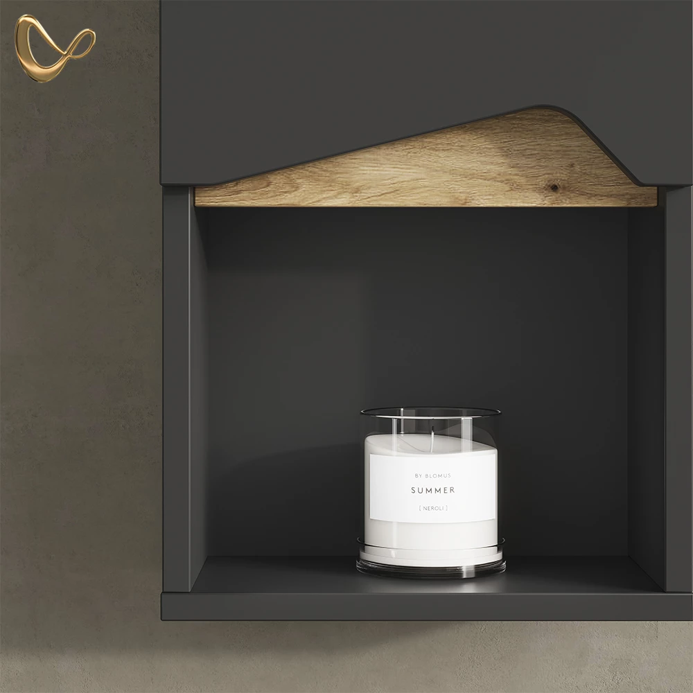 livinity® Badschrank Anthrazit 30 x 67 cm mit Tür und offenem Fach, Timavo
