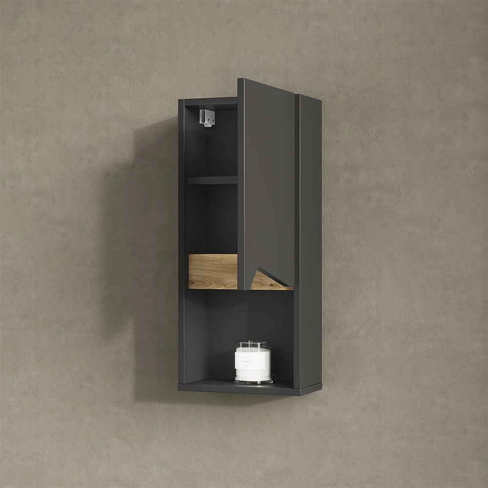 livinity® Badschrank Anthrazit 30 x 67 cm mit Tür und offenem Fach, Timavo