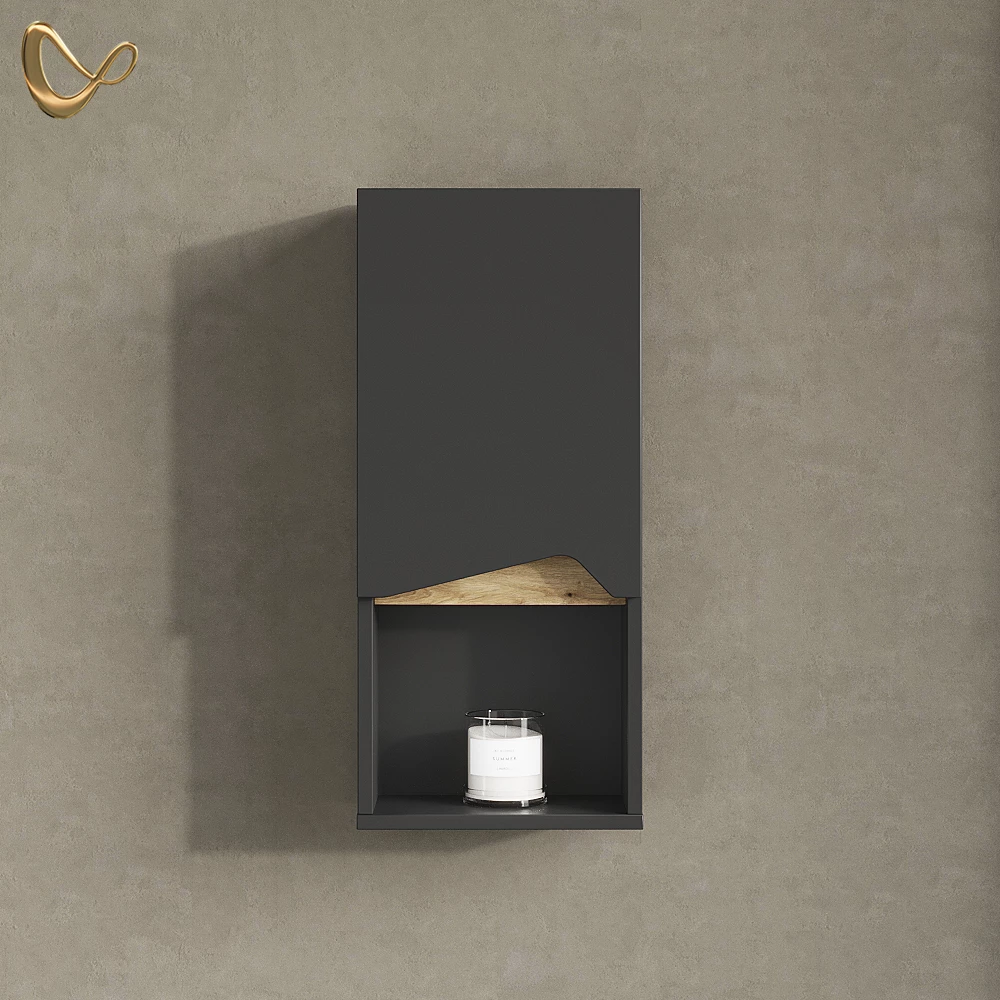 livinity® Badschrank Anthrazit 30 x 67 cm mit Tür und offenem Fach, Timavo