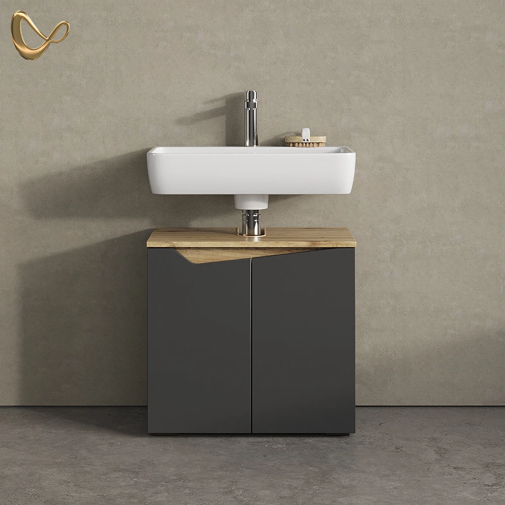 Waschbeckenunterschrank Timavo Anthrazit 60 x 57.5 cm mit 2 Türen livinity®