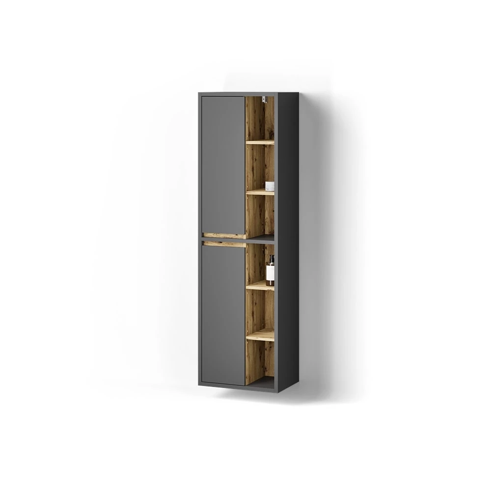 Badschrank in Anthrazit auf weißem Hintergrund
