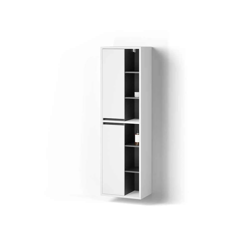 Badschrank in Weiß auf weißem Hintergrund