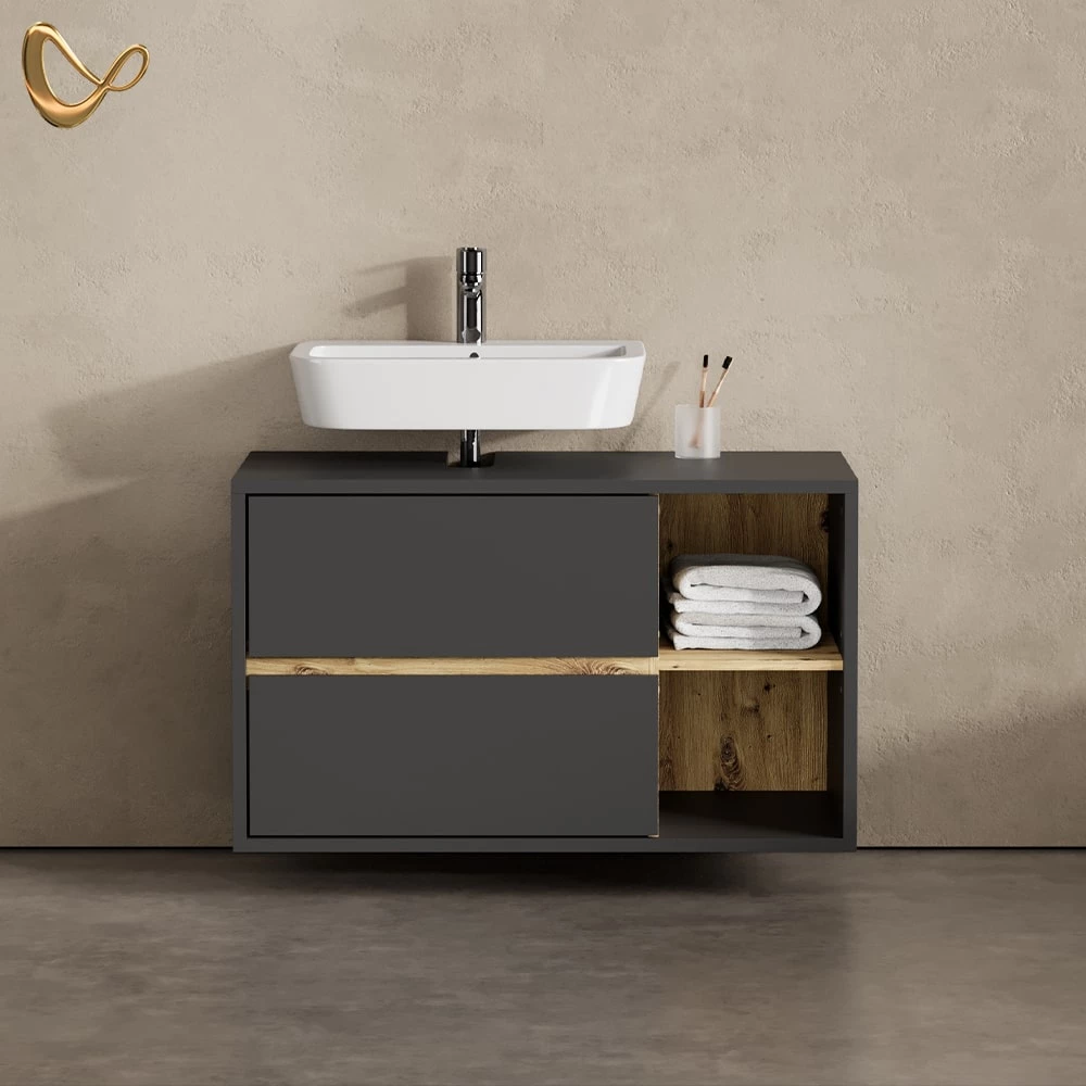 Waschbeckenunterschrank Vomano Anthrazit 100 x 60 cm livinity®
