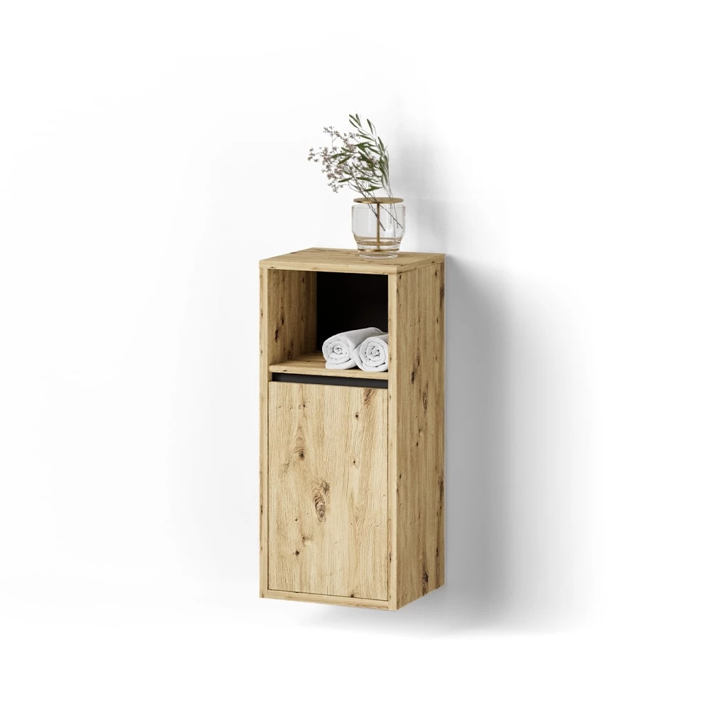 Midischrank in Artisan-Eiche auf weißem Hintergrund