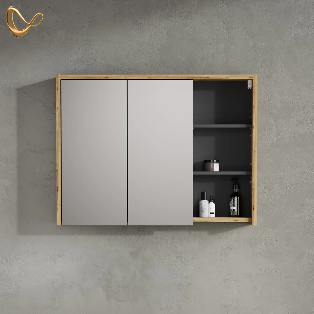Badspiegelschrank Vomano Eiche/Anthrazit 100 x 75 cm livinity®