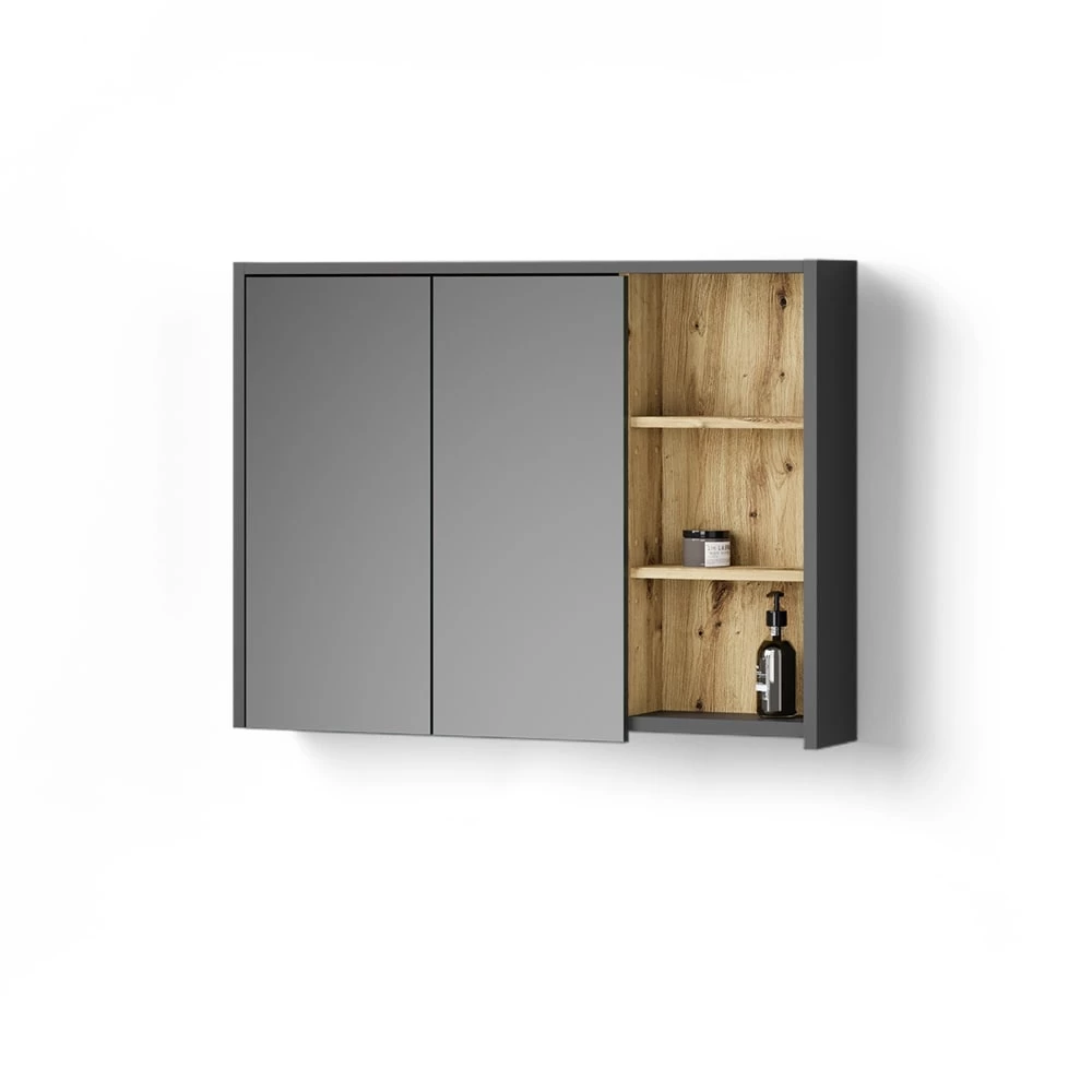Badspiegelschrank in Artisan-Eiche auf weißem Hintergrund