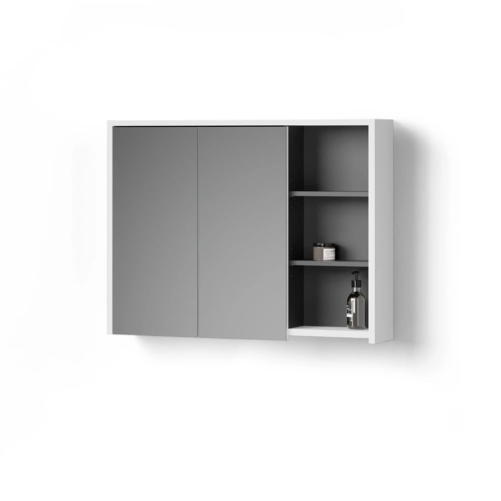 Badspiegelschrank in Weiß/Anthrazit auf weißem Hintergrund