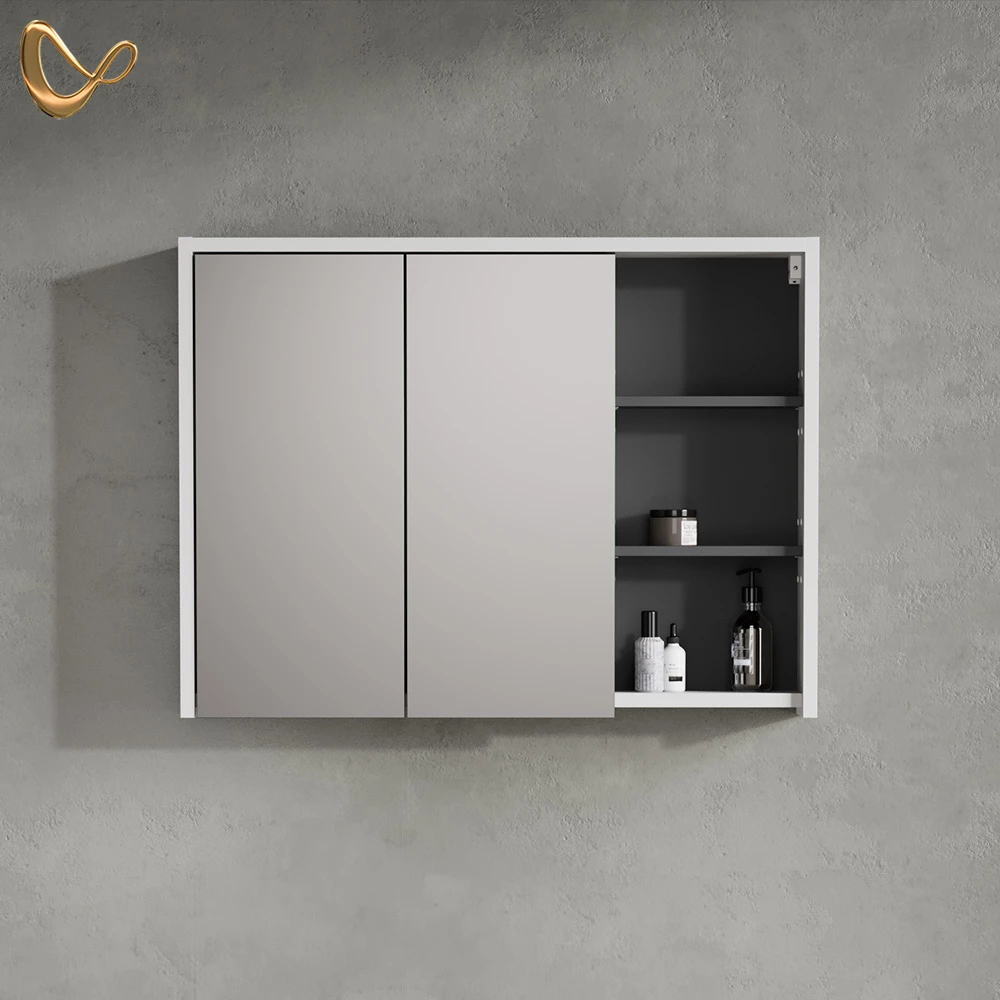 Badspiegelschrank Vomano Weiß/Anthrazit 100 x 75 cm livinity®