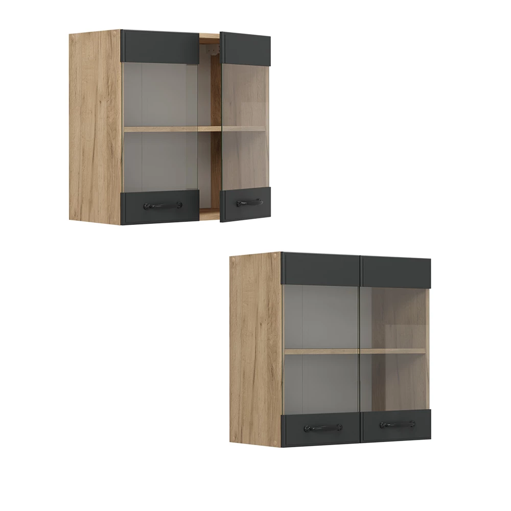 Glazen keukenkast R-Line Antraciet landhuis 60 cm Vicco