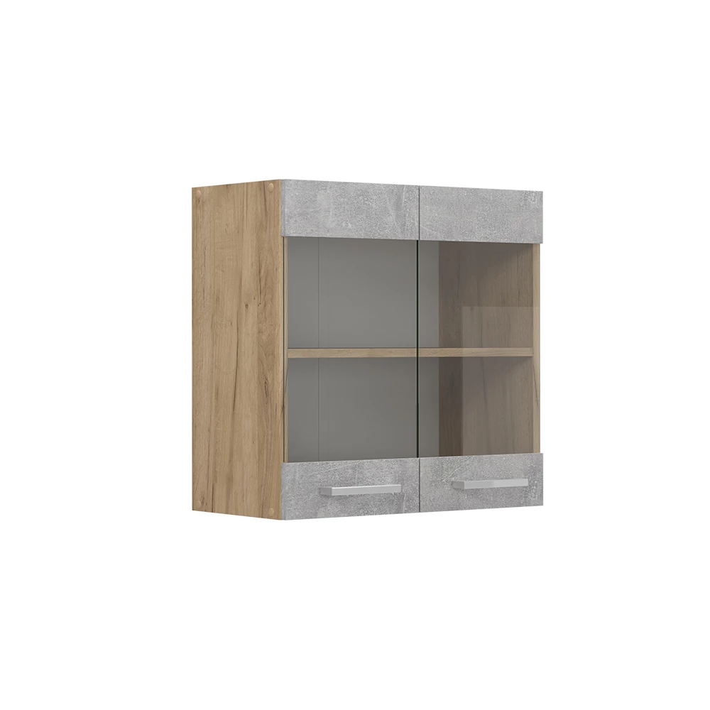Glazen keukenkast in Beton on white background