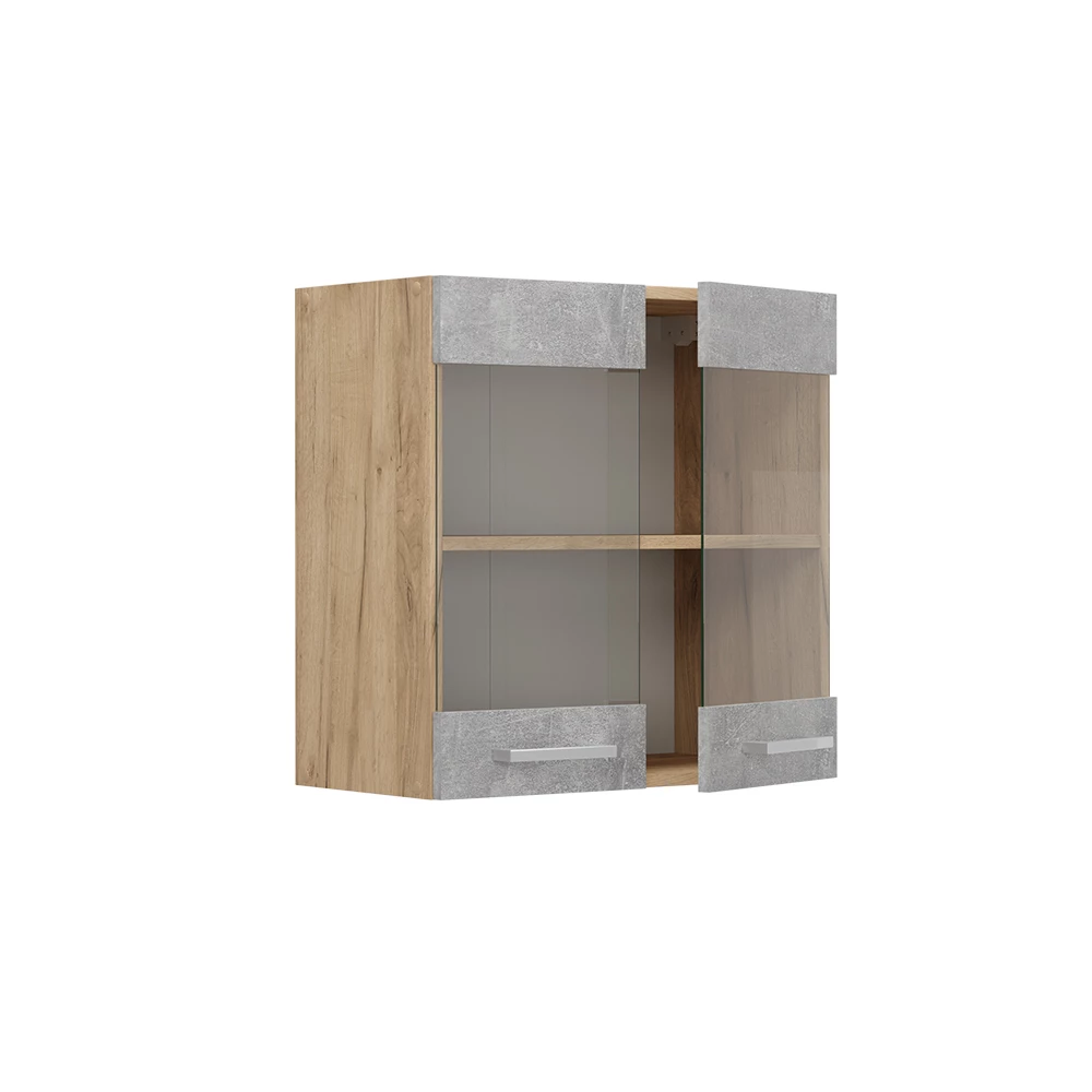 Glazen keukenkast in Beton on white background with decorative elements
