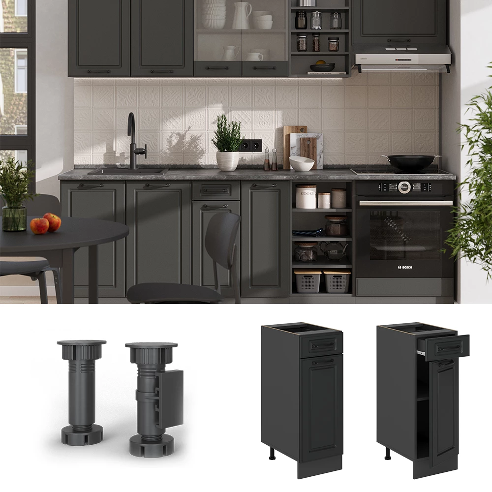 Kuchynská spodná skrinka in Antracitový vidiecky dom on white background