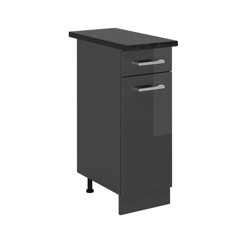 Küchenunterschrank R-Line Anthrazit Hochglanz 30 cm , AP Anthrazit Vicco | Anthrazit Hochglanz/Anthrazit | Schubunterschrank 30 cm