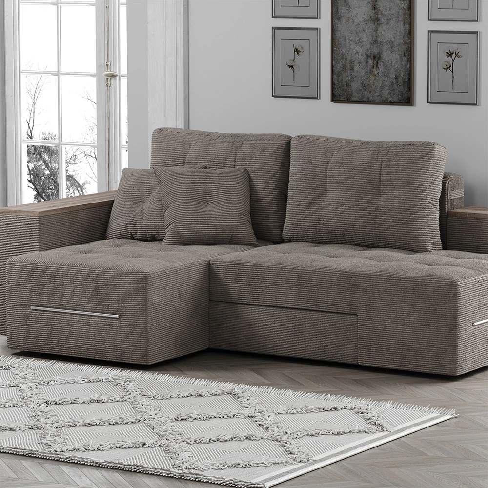 livinity® Sofa L Form Beige 240 x 150 cm mit Schlaffunktion, Ecksofa