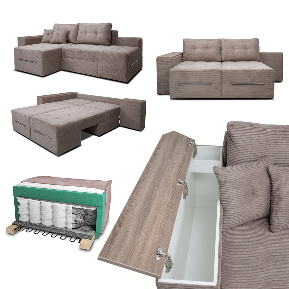livinity® Sofa L Form Beige 240 x 150 cm mit Schlaffunktion, Ecksofa
