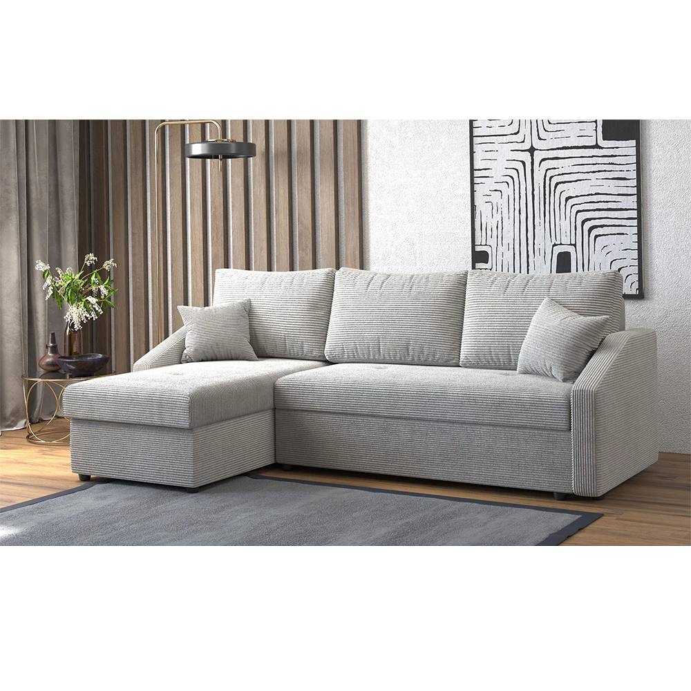 livinity® Ecksofa mit Schlaffunktion Beige 224 x 144 cm inkl. Stauraum, Ecksofa
