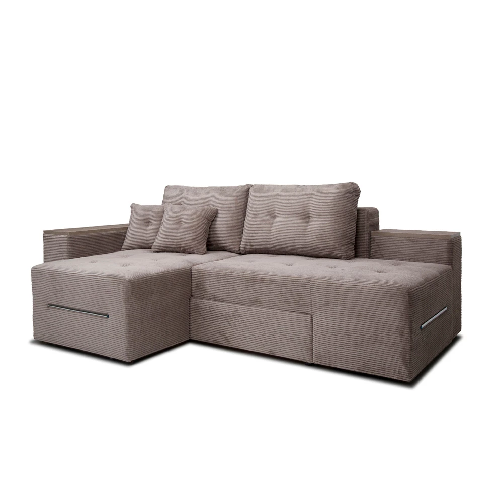 Vitalispa Sofa L Form Beige 240 x 150 cm mit Schlaffunktion, Ecksofa