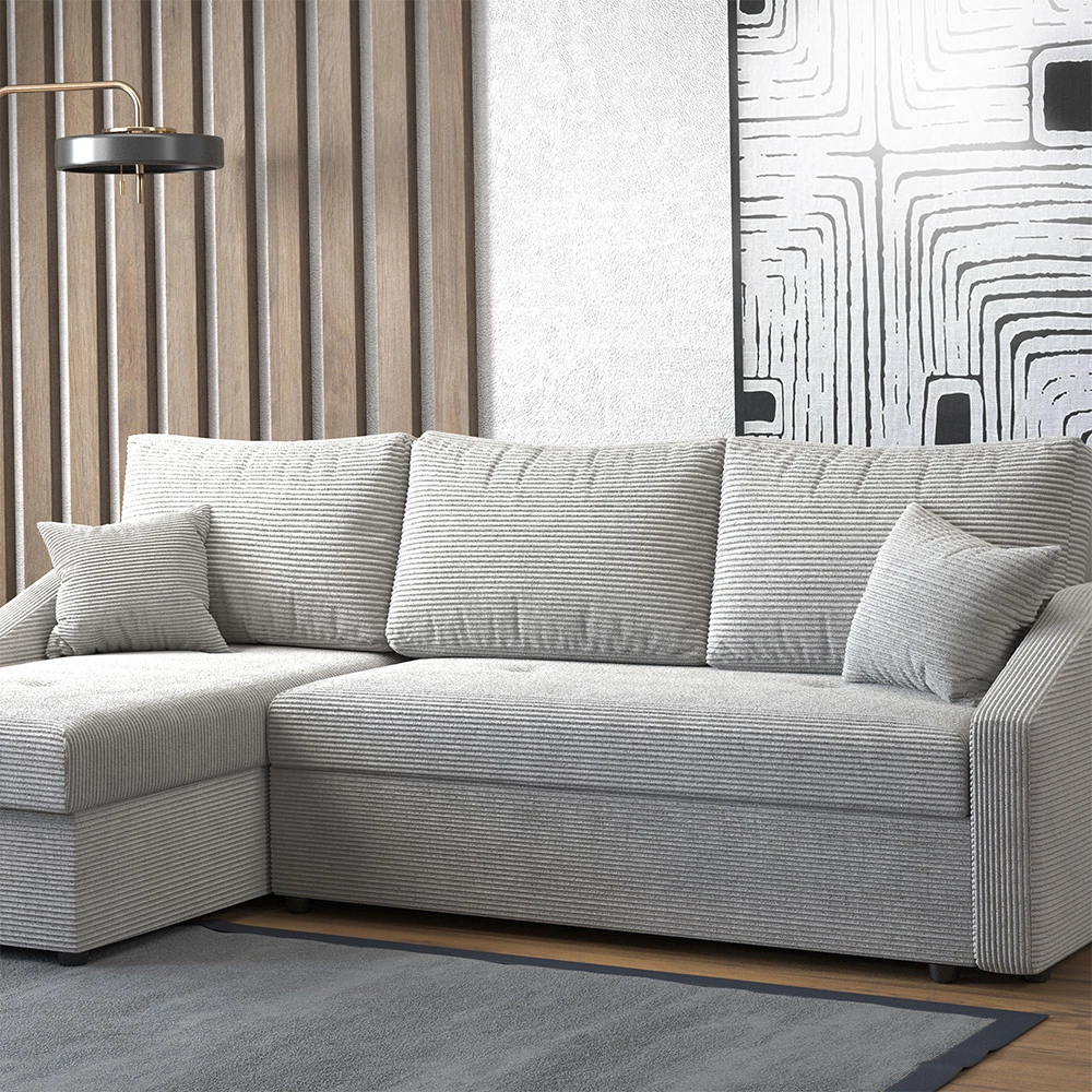 livinity® Ecksofa mit Schlaffunktion Beige 224 x 144 cm inkl. Stauraum, Ecksofa